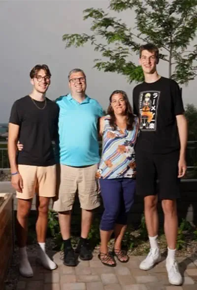 Olivier Rioux with parents and brother